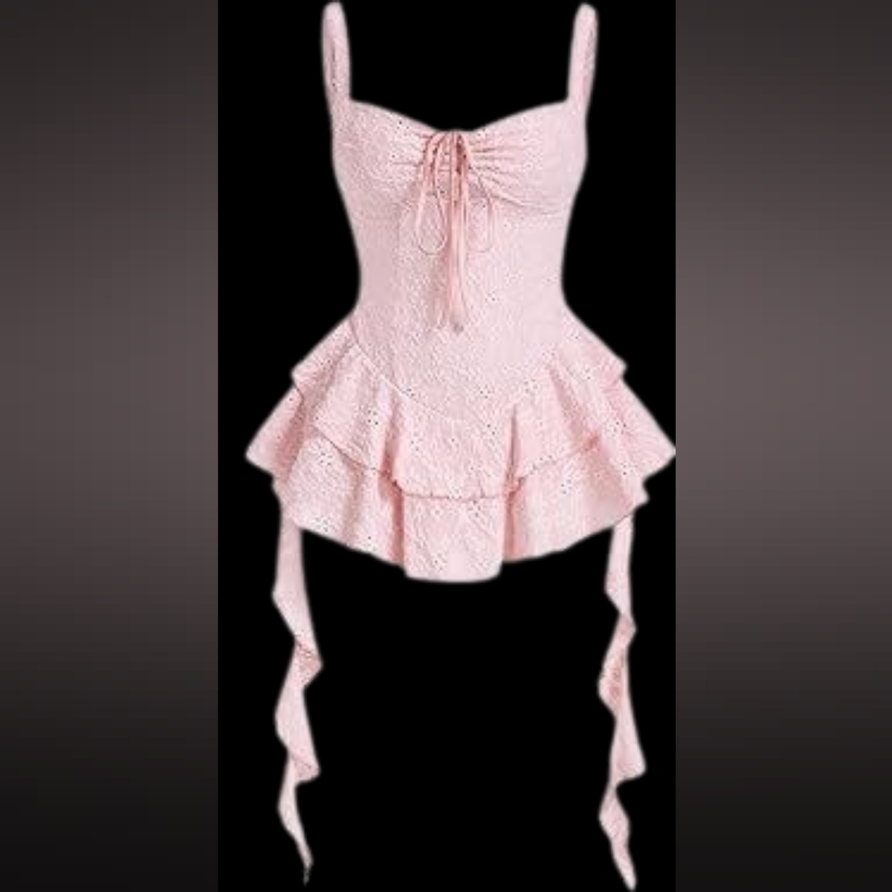 Light Pink Eyelet Mini Dress
